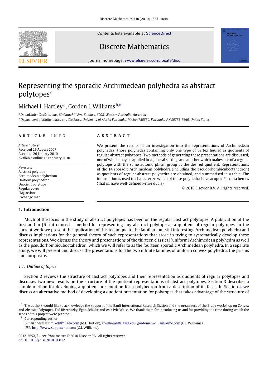 Representing the Sporadic Archimedean Polyhedra As Abstract Polytopes$