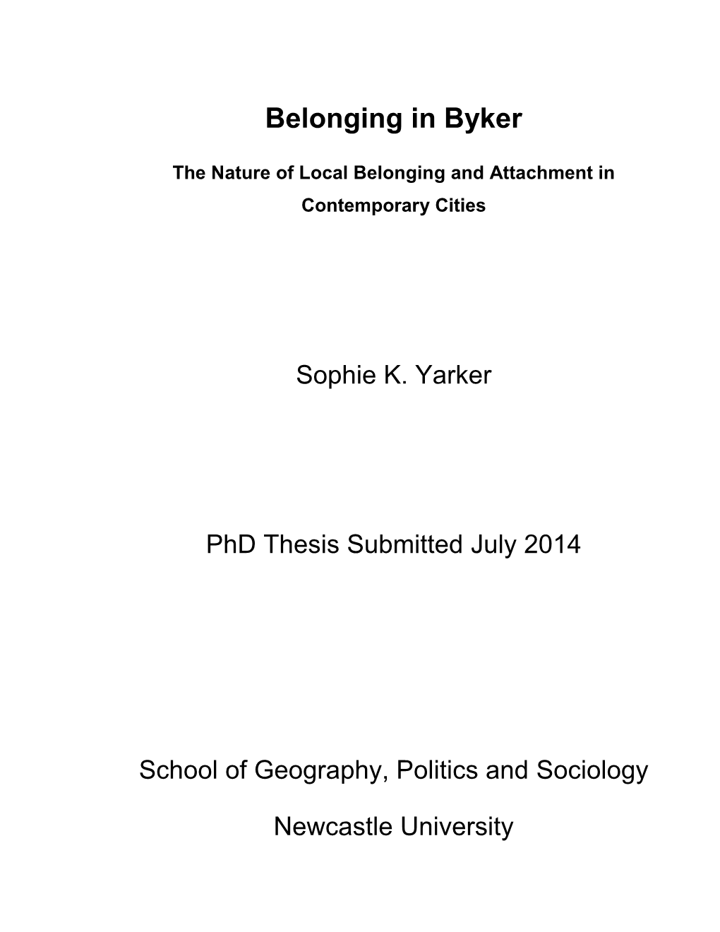 Belonging in Byker