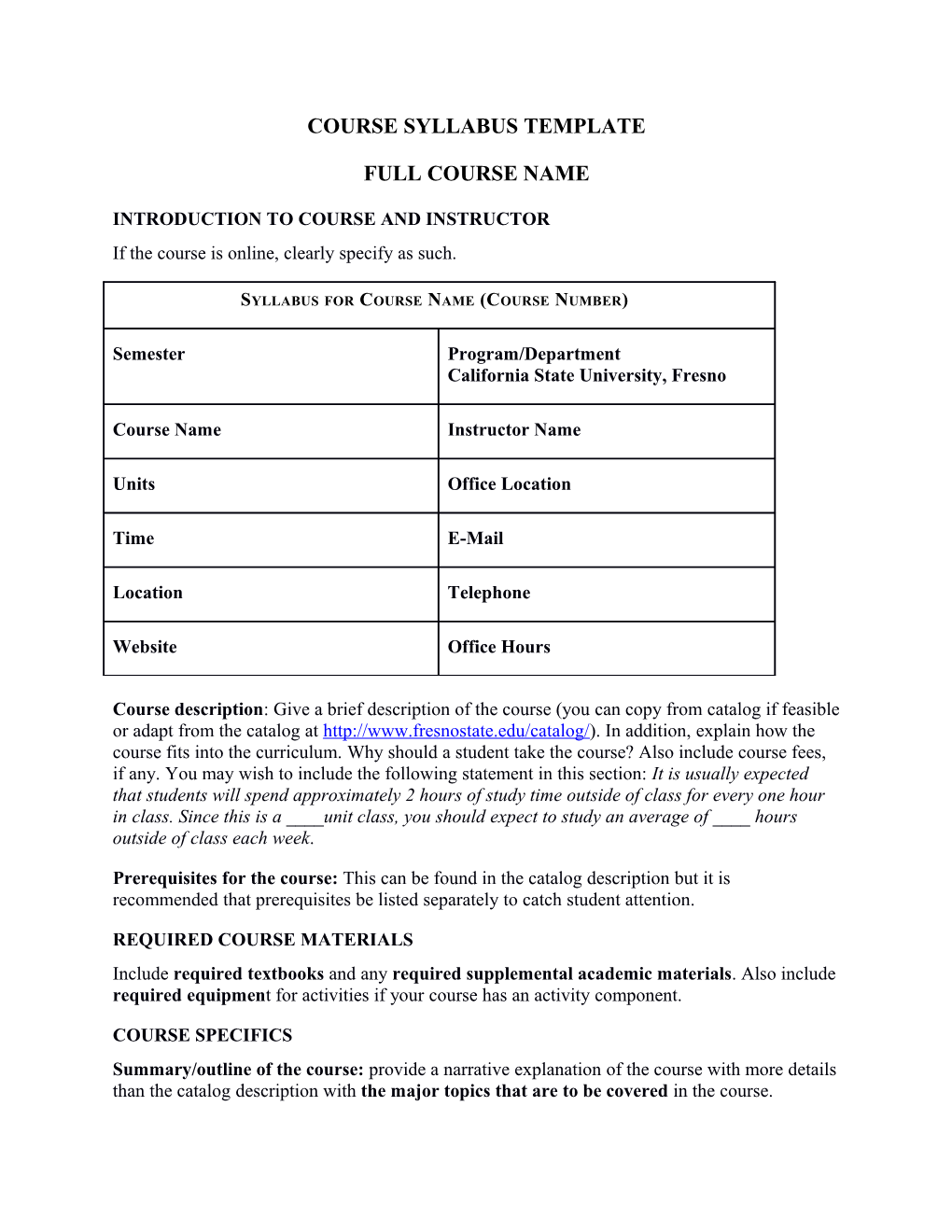 Course Syllabus Template s5