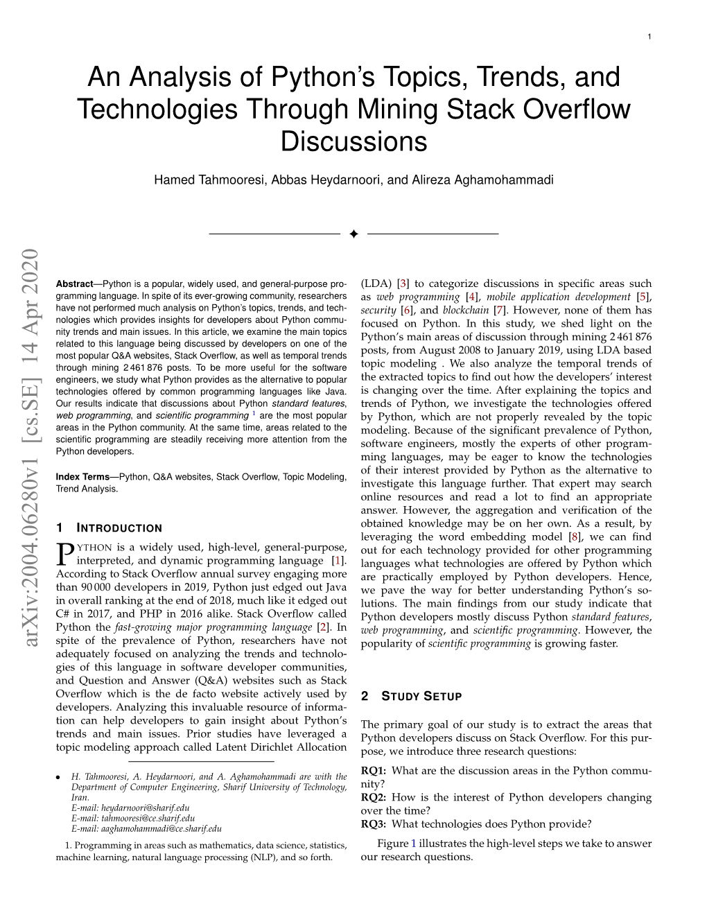 An Analysis of Python's Topics, Trends, and Technologies Through Mining Stack Overflow Discussions