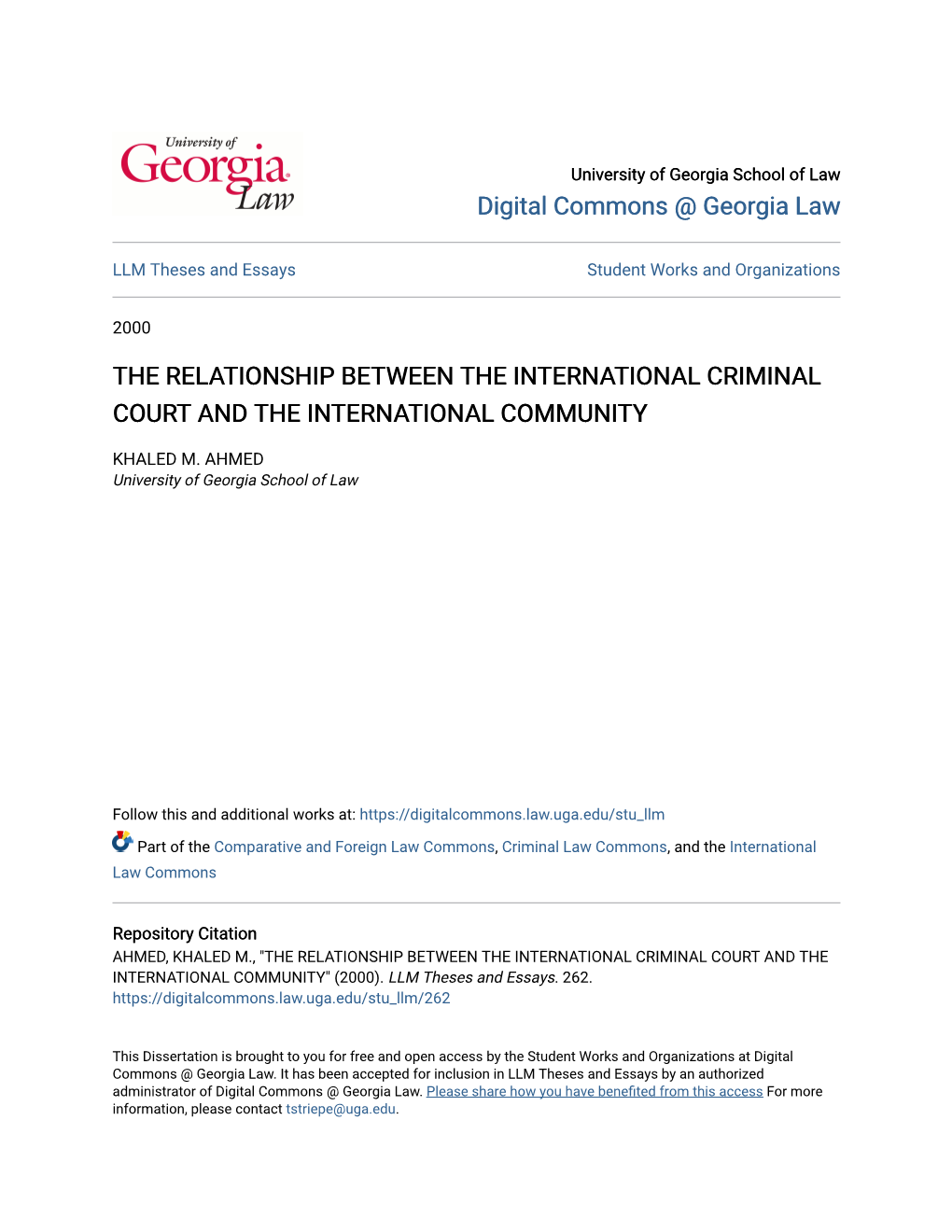 The Relationship Between the International Criminal Court and the International Community