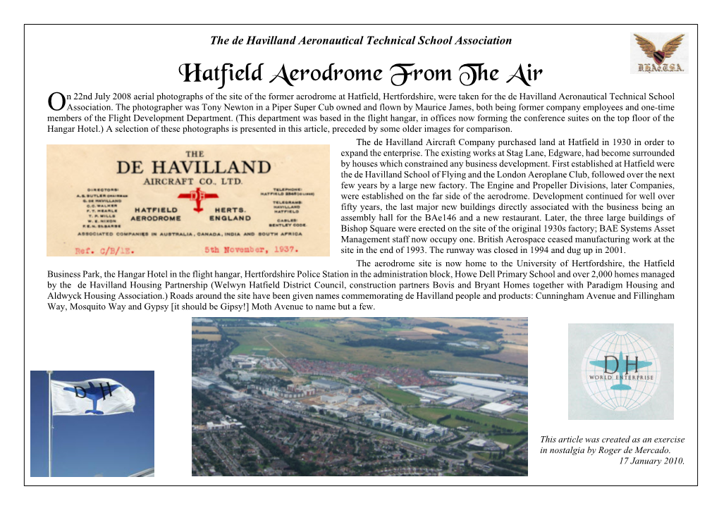 Hatfield Aerodrome from the Air Comp