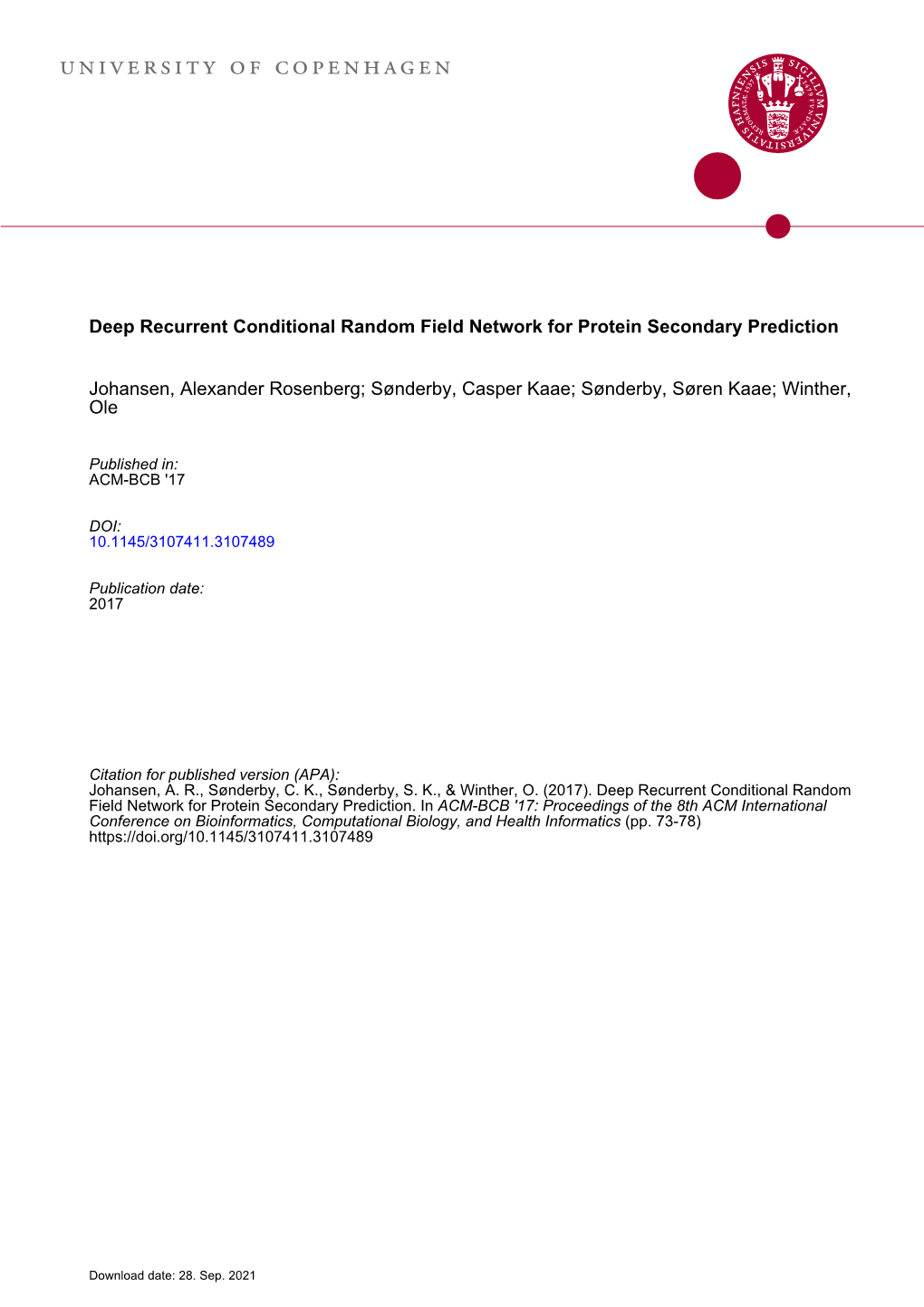 Deep Recurrent Conditional Random Field Network for Protein Secondary Prediction