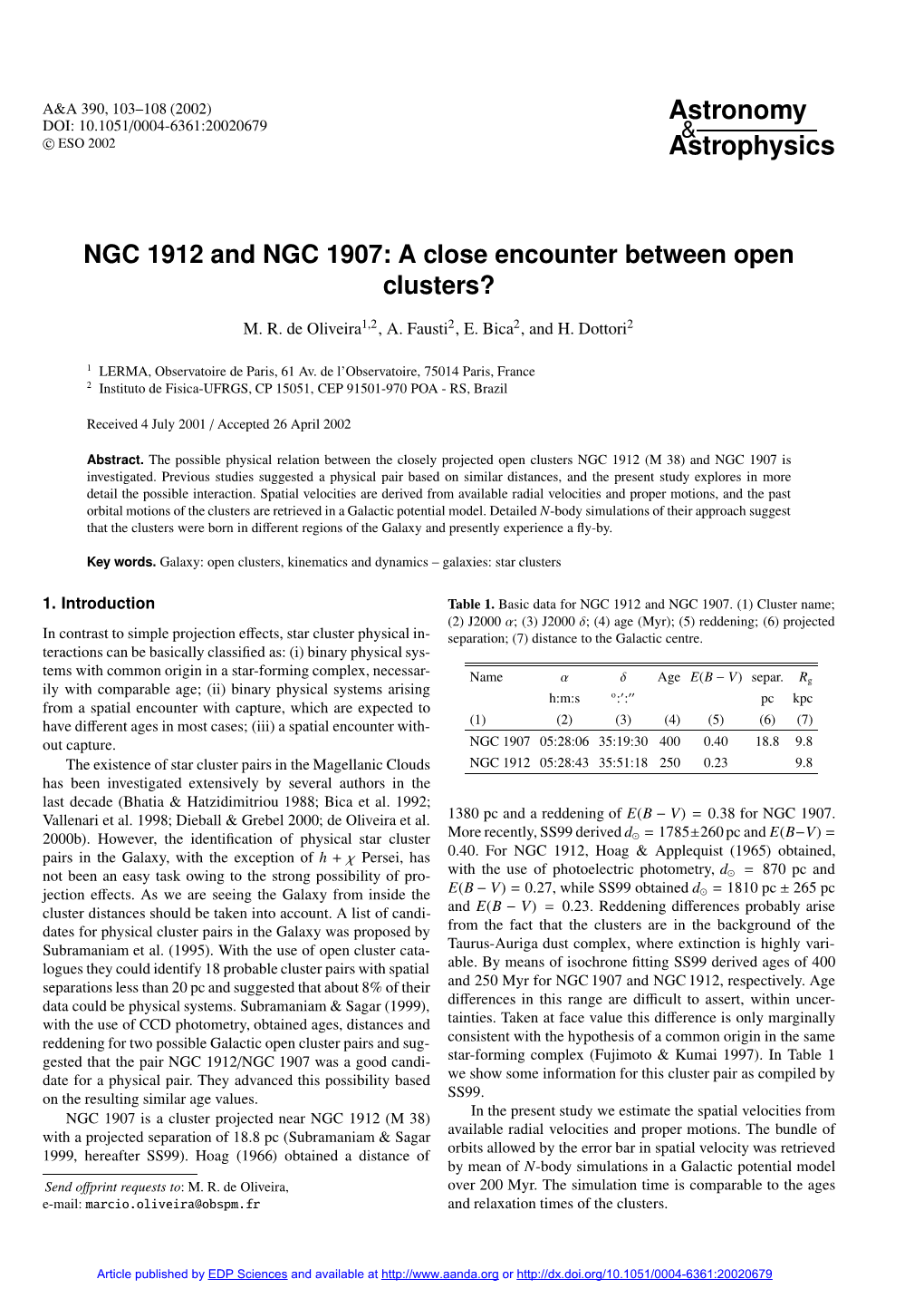NGC 1912 and NGC 1907: a Close Encounter Between Open Clusters?