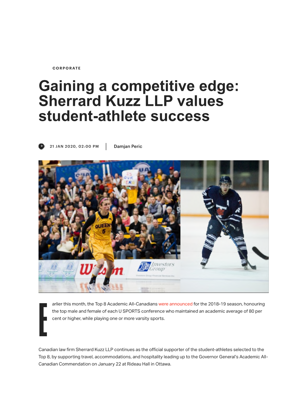 Gaining a Competitive Edge: Sherrard Kuzz LLP Values Student-Athlete Success