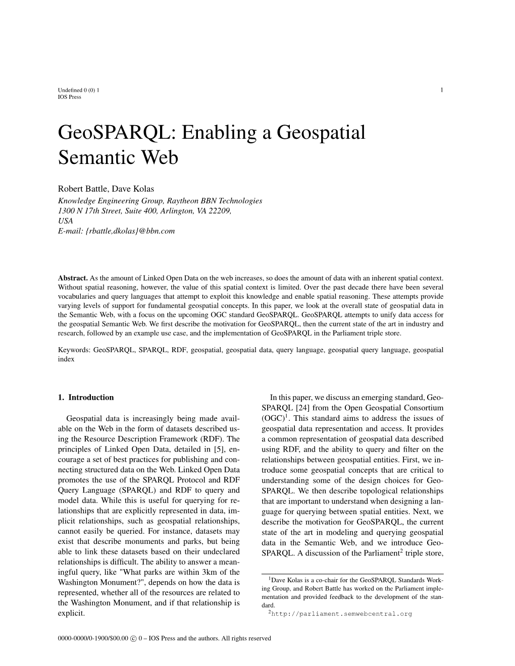 Geosparql: Enabling a Geospatial Semantic Web