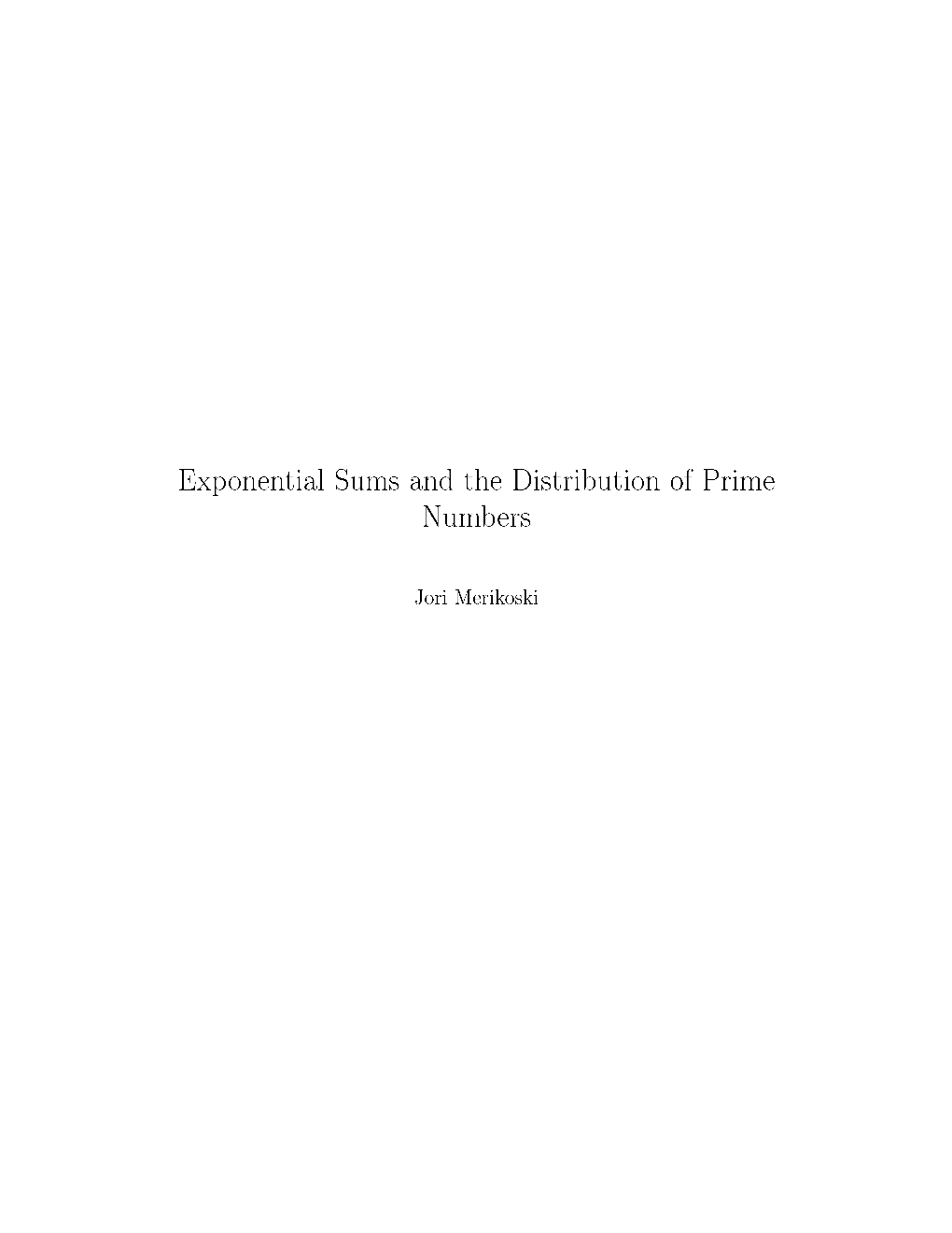 Exponential Sums and the Distribution of Prime Numbers