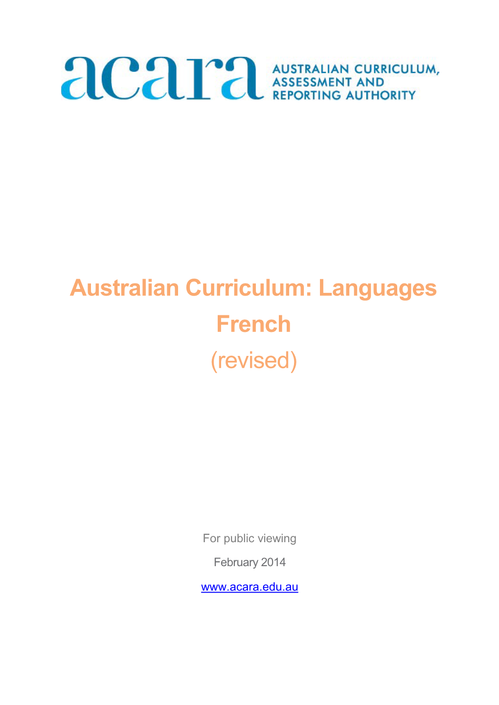 Australian Curriculum: Languages French (Revised)