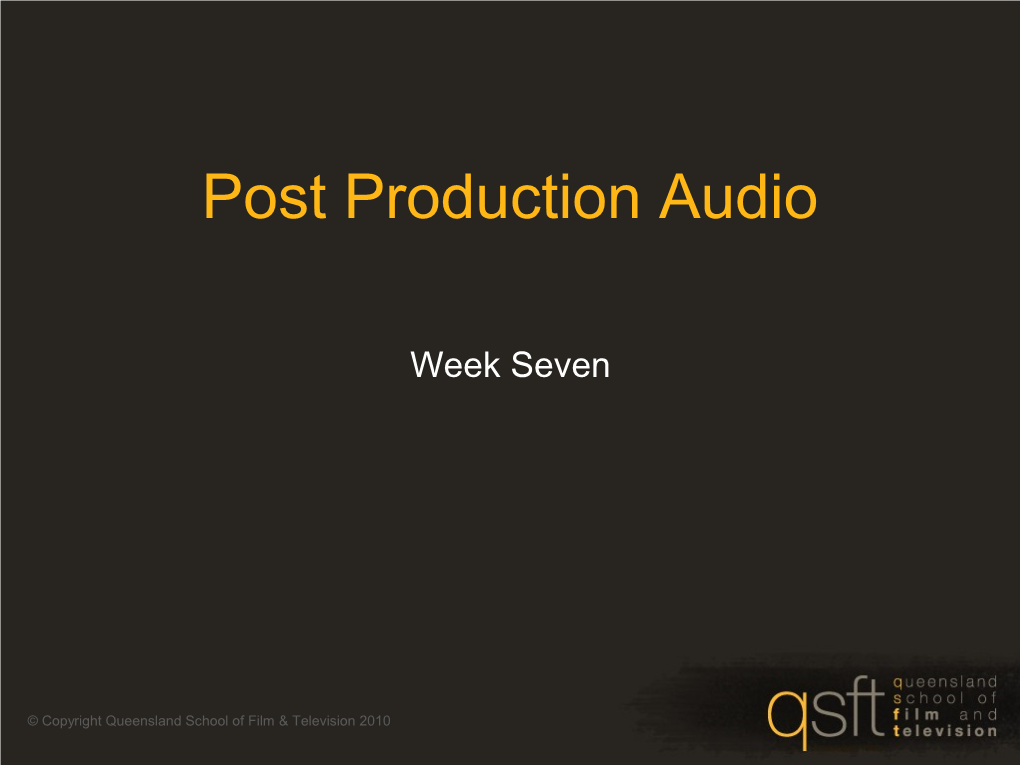 Post Production Audio