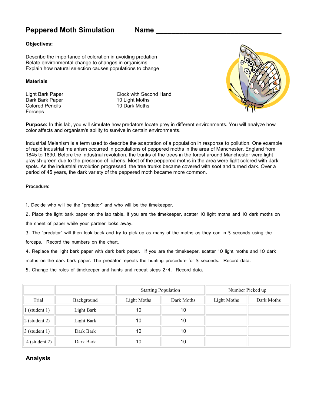 Peppered Moth Simulation