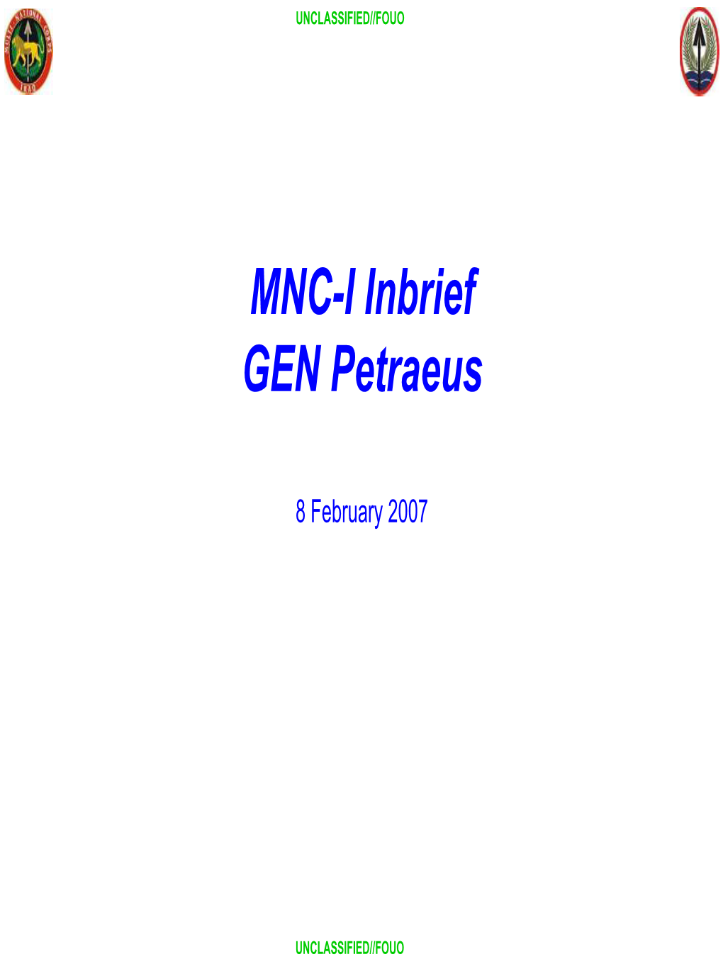 MNC-I Inbrief GEN Petraeus