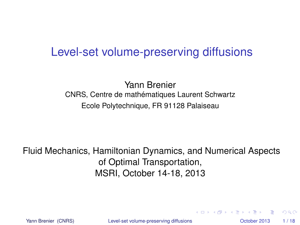 Level-Set Volume-Preserving Diffusions
