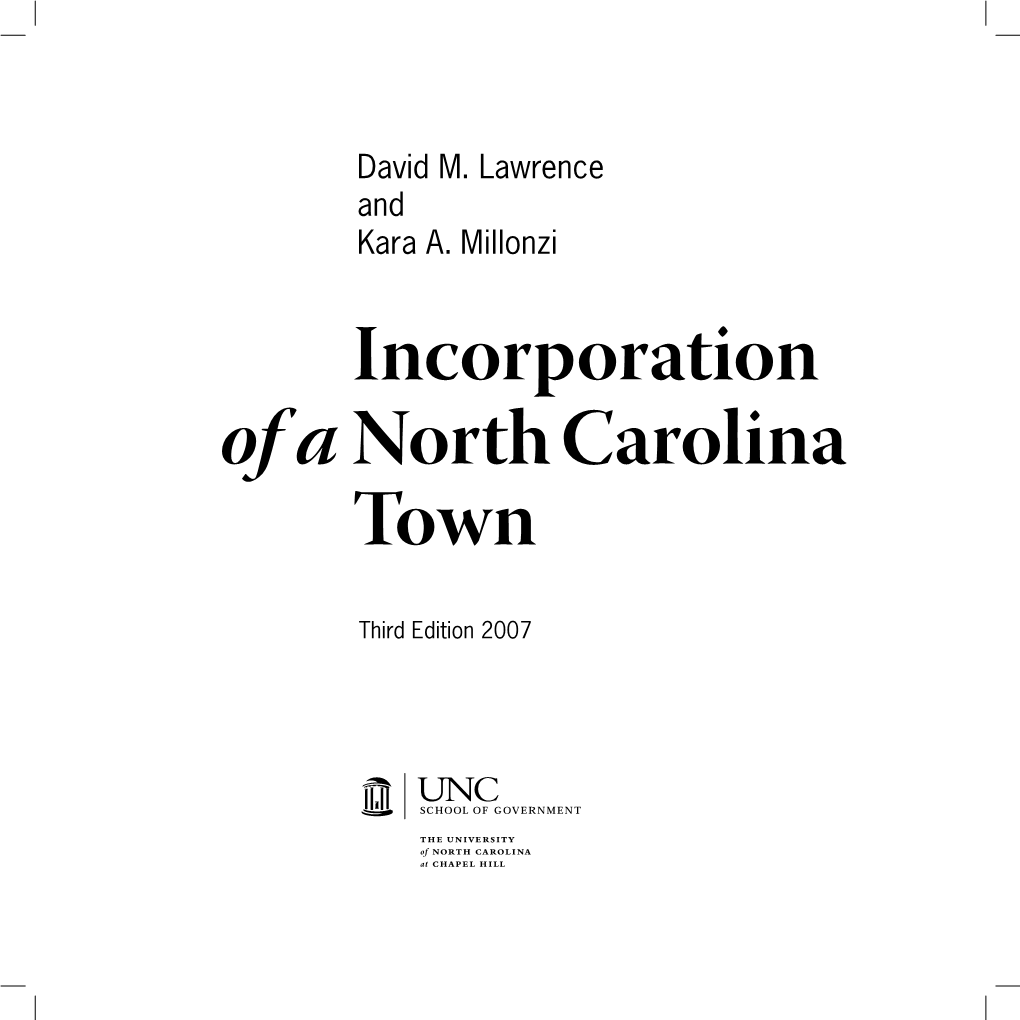 Incorporation of a North Carolina Town