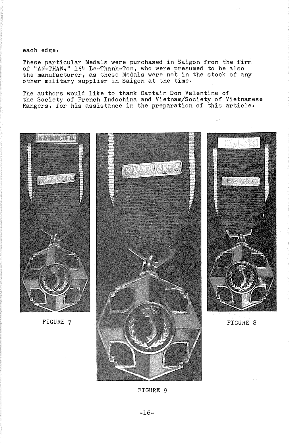 "AN-THAN~" 154 Le-Thanh-Ton, Who Were Presumed to Be Also the Manufacturer, As These Medals Were Not in the Stock of Any Other Military Supplier in Saigon at the Time