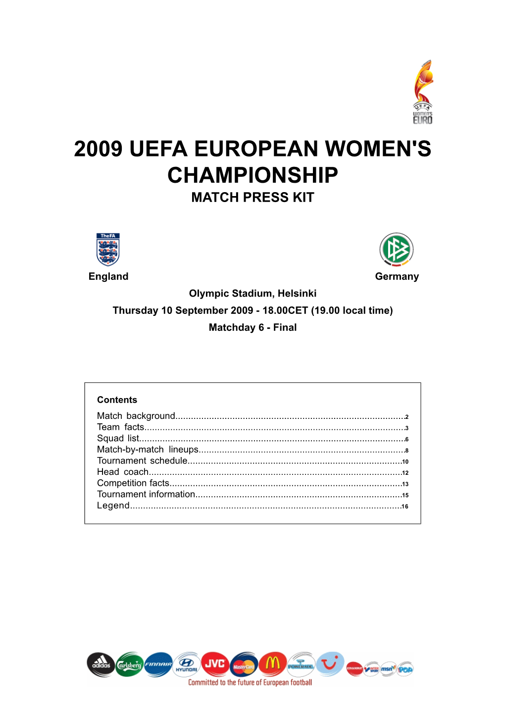 2009 Uefa European Women's Championship Match Press Kit