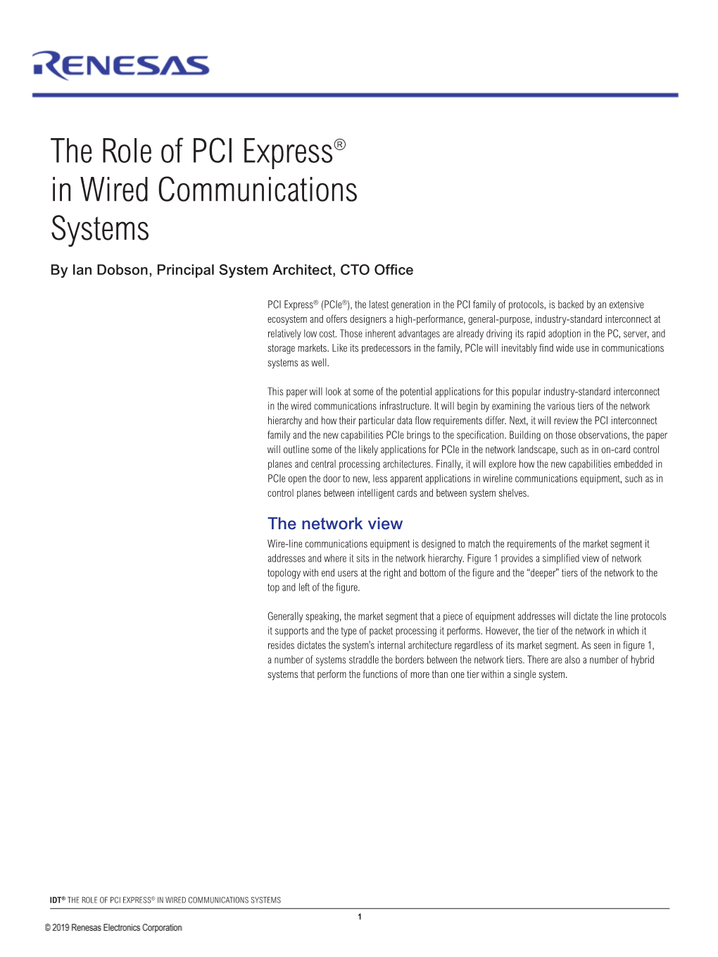 The Role of PCI Express® in Wired Communications Systems