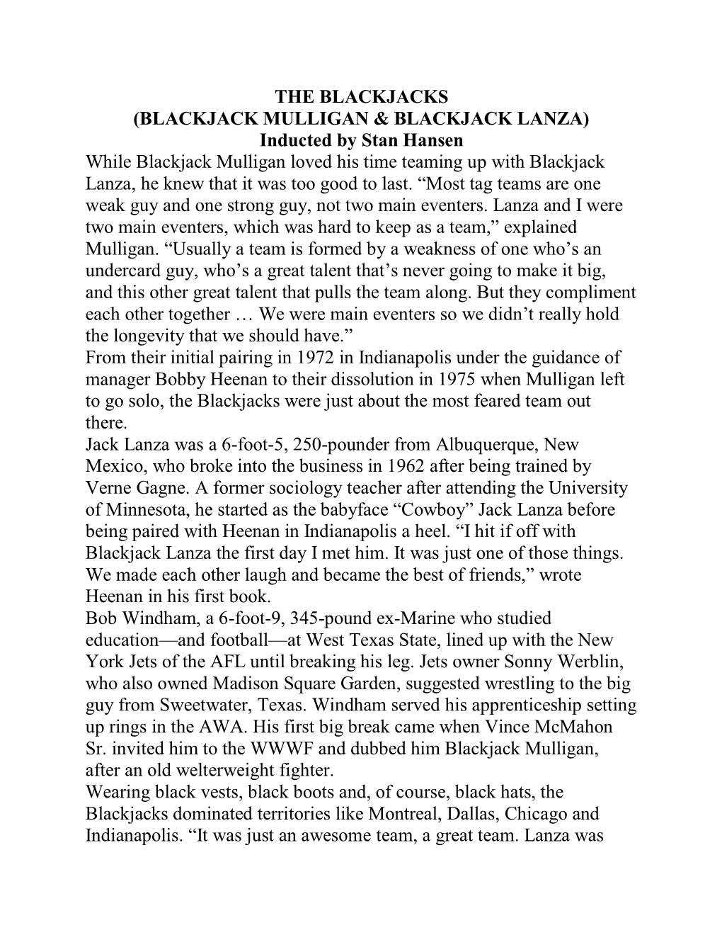 The Blackjacks (Blackjack Mulligan & Blackjack Lanza