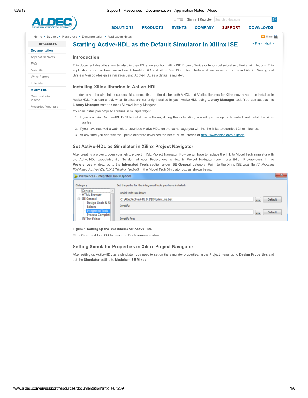 Starting Active-HDL As the Default Simulator in Xilinx