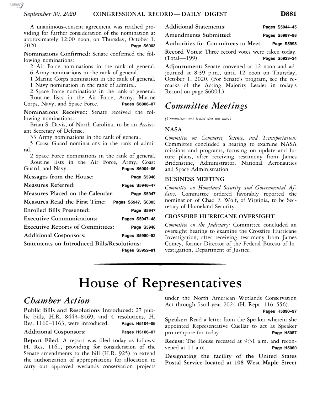 House of Representatives Under the North American Wetlands Conservation Chamber Action Act Through Fiscal Year 2024 (H
