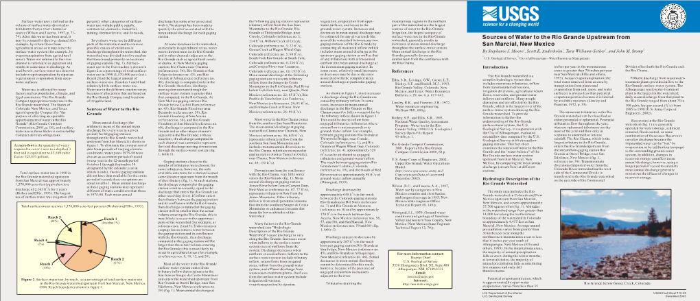 Sources of Water to the Rio Grande Upstream from San Marcial, New