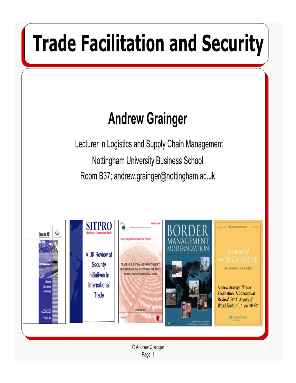 Trade Facilitation and Security