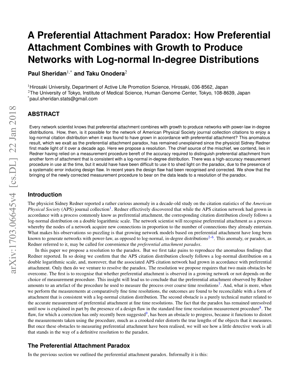 A Preferential Attachment Paradox: How Preferential Attachment Combines with Growth to Produce Networks with Log-Normal In-Degree Distributions