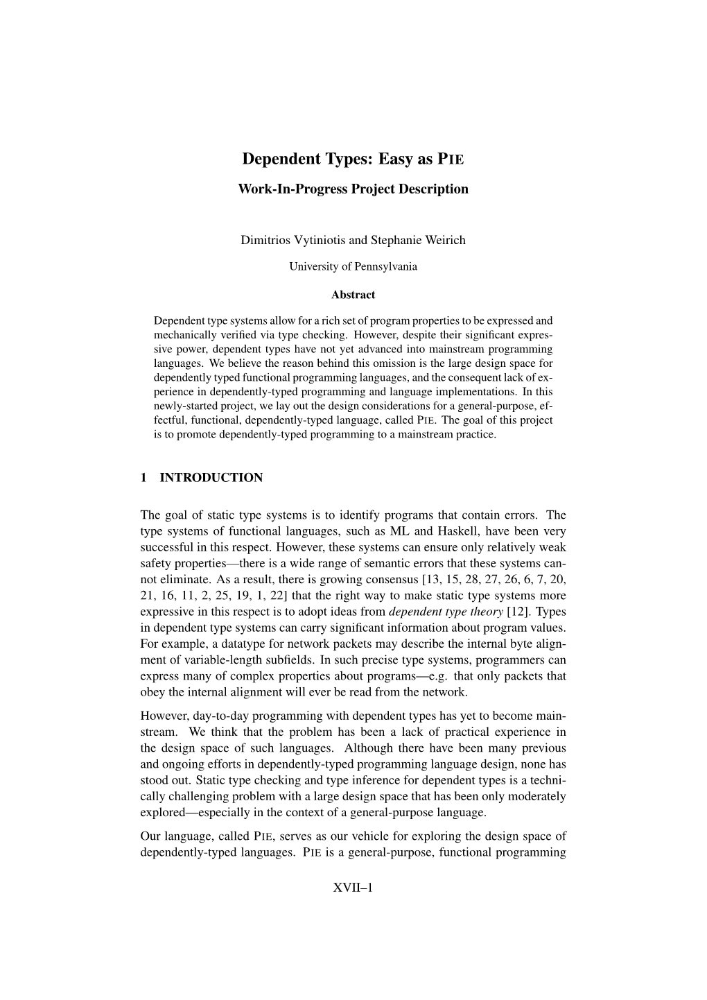 Dependent Types: Easy As PIE