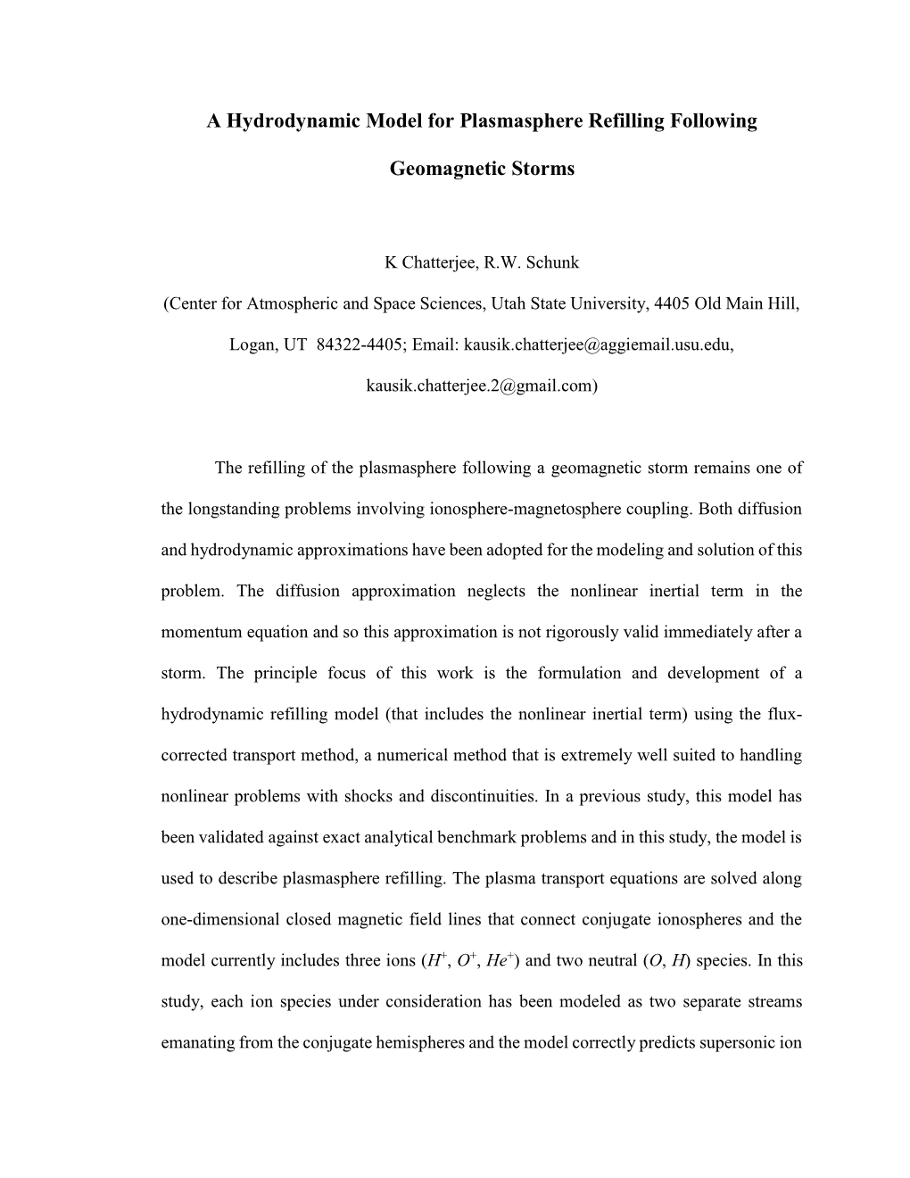 A Hydrodynamic Model for Plasmasphere Refilling Following