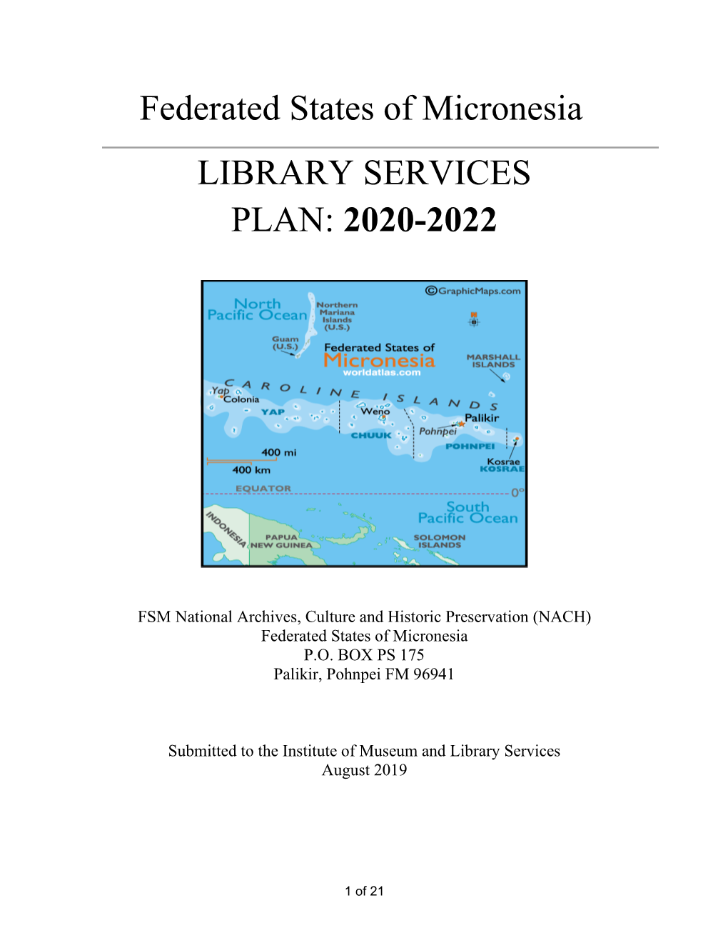 Federated States of Micronesia Library Services Plan 2020-2022