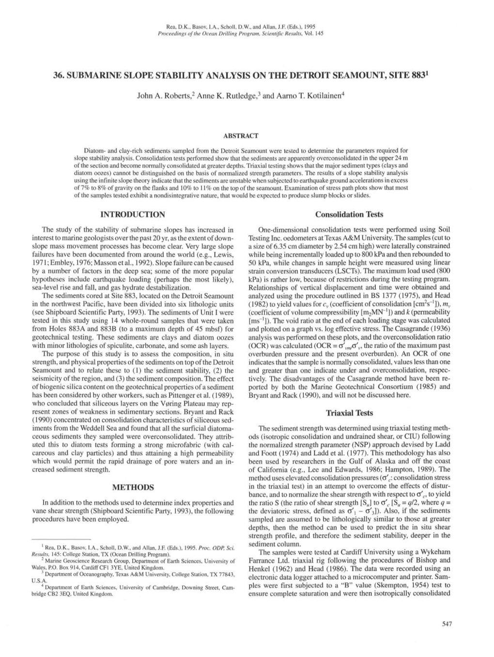 Ocean Drilling Program Scientific Results Volume