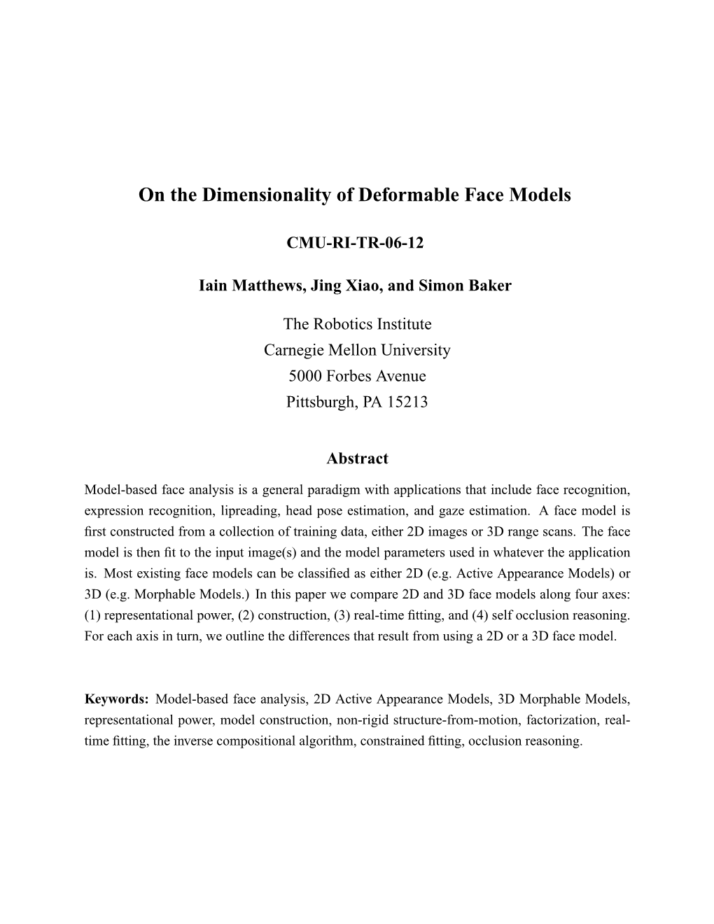 On the Dimensionality of Deformable Face Models