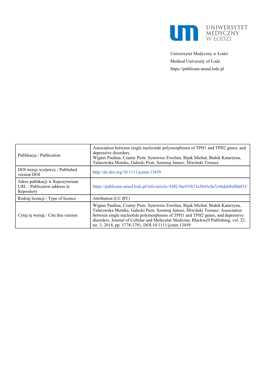 Association Between Single Nucleotide Polymorphisms Of