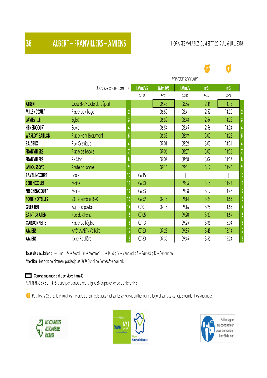 Amiens Horaires Valables Du 4 Sept