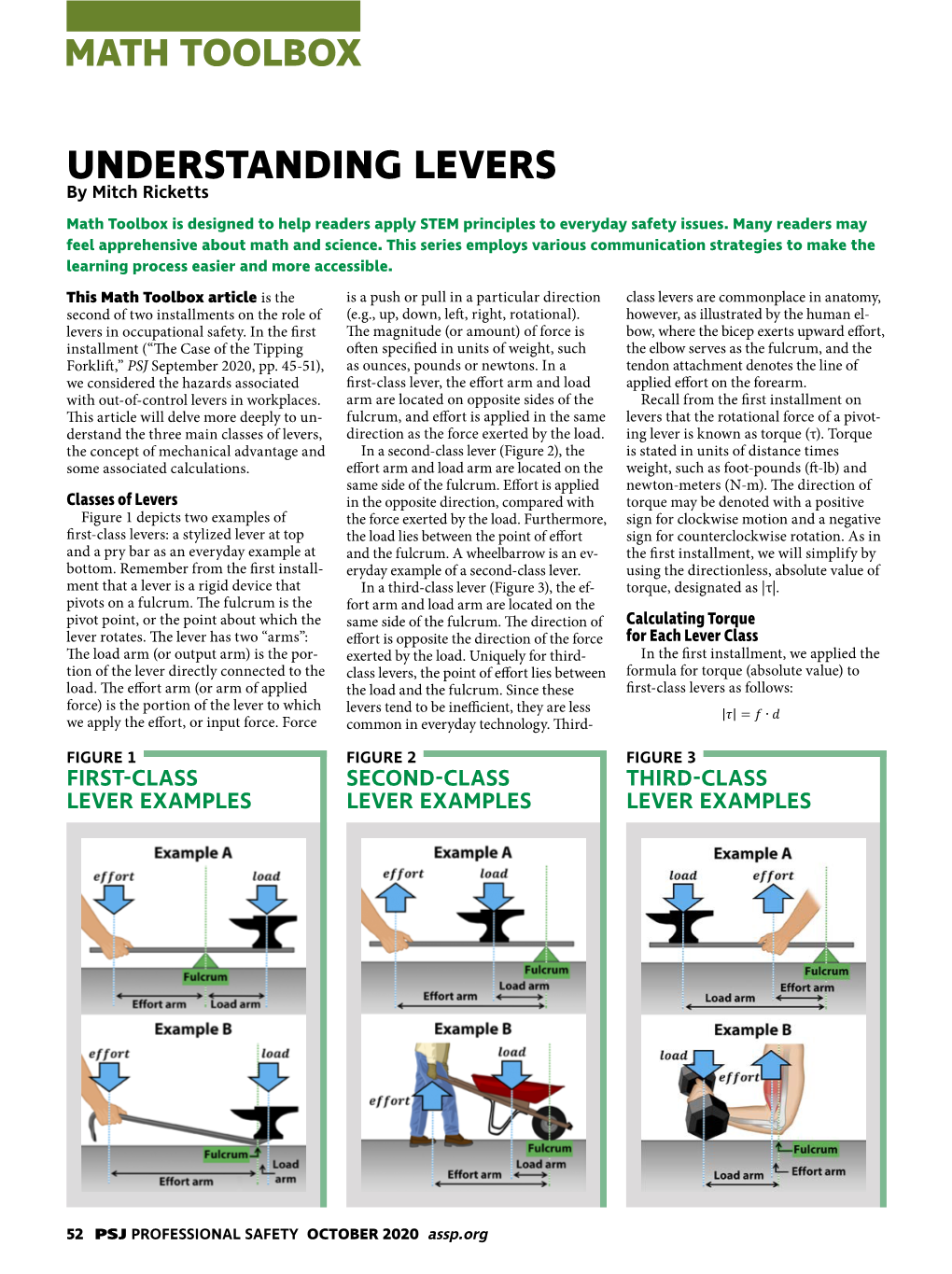 UNDERSTANDING LEVERS by Mitch Ricketts Math Toolbox Is Designed to Help Readers Apply STEM Principles to Everyday Safety Issues