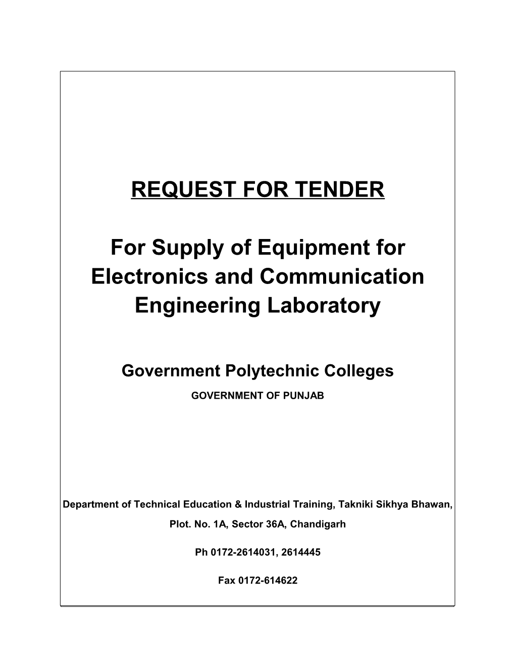 For Supply of Equipment for Electronics and Communication Engineering Laboratory