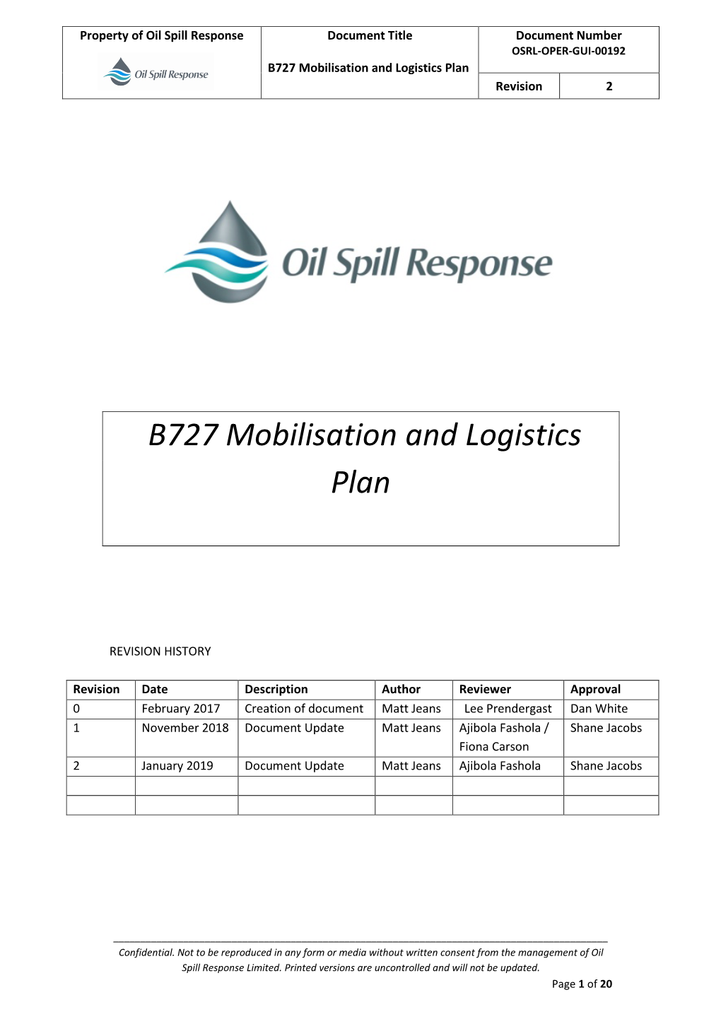 B727 Mobilisation and Logistics Plan Revision 2