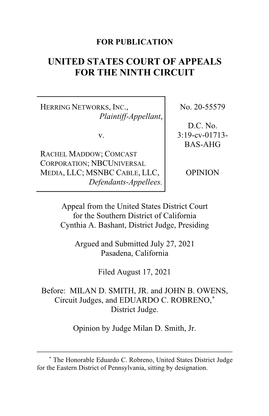 Herring Networks, Inc. V. Maddow, 445 F