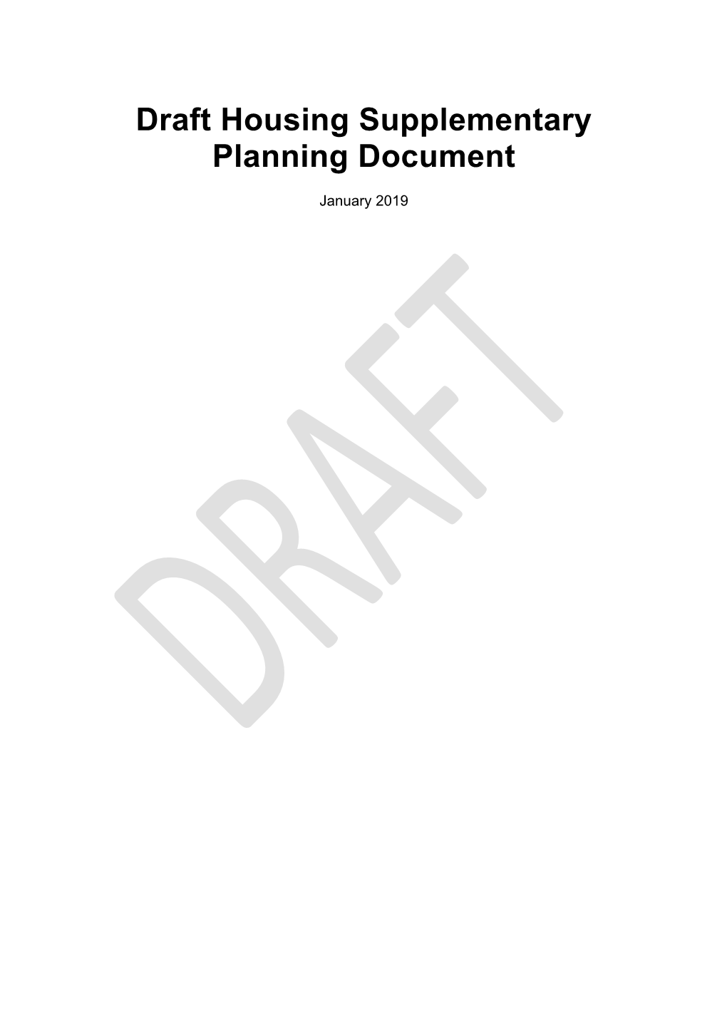 Draft Housing Supplementary Planning Document