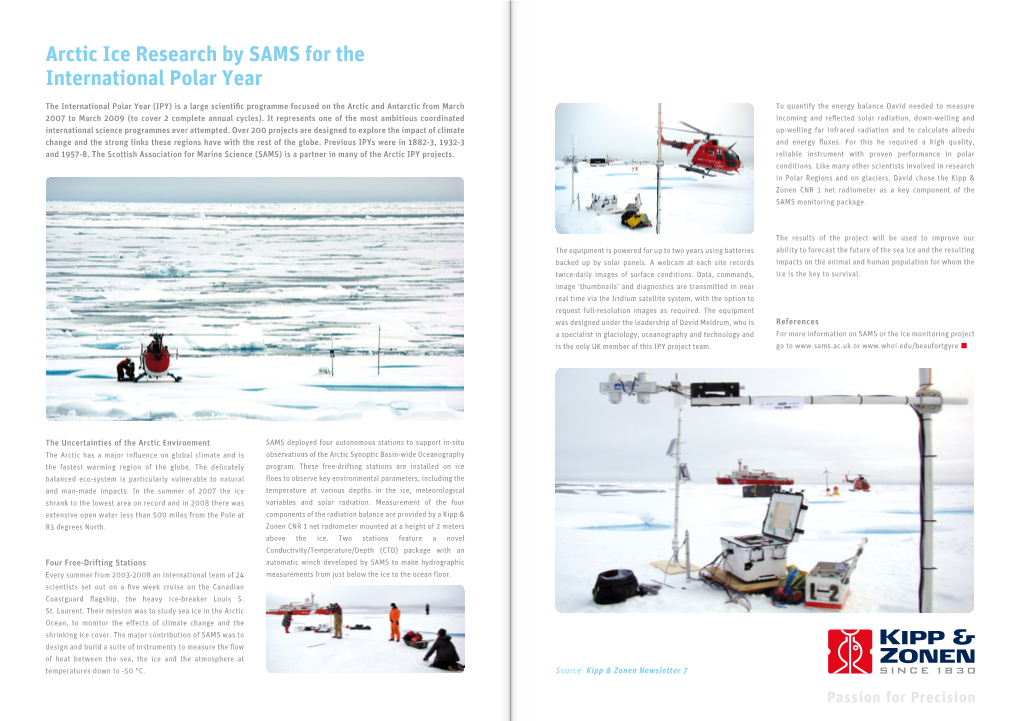 Arctic Ice Research by SAMS for the International Polar Year