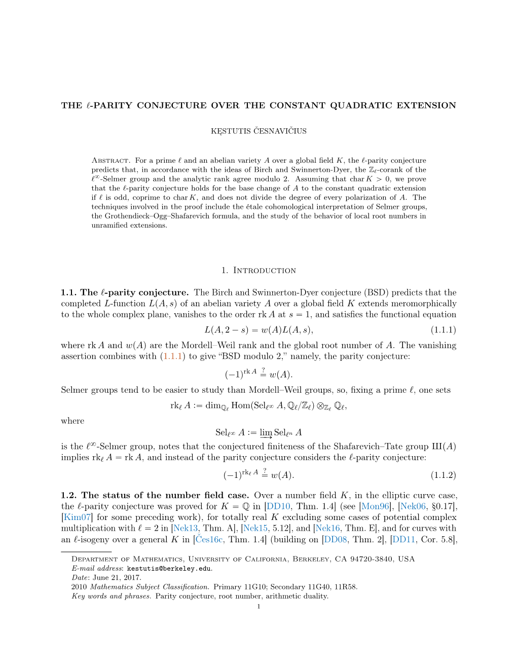 The ℓ-Parity Conjecture Over the Constant Quadratic Extension