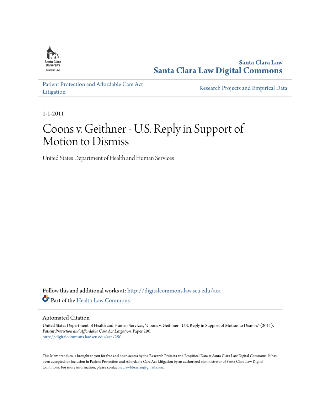 Coons V. Geithner - U.S