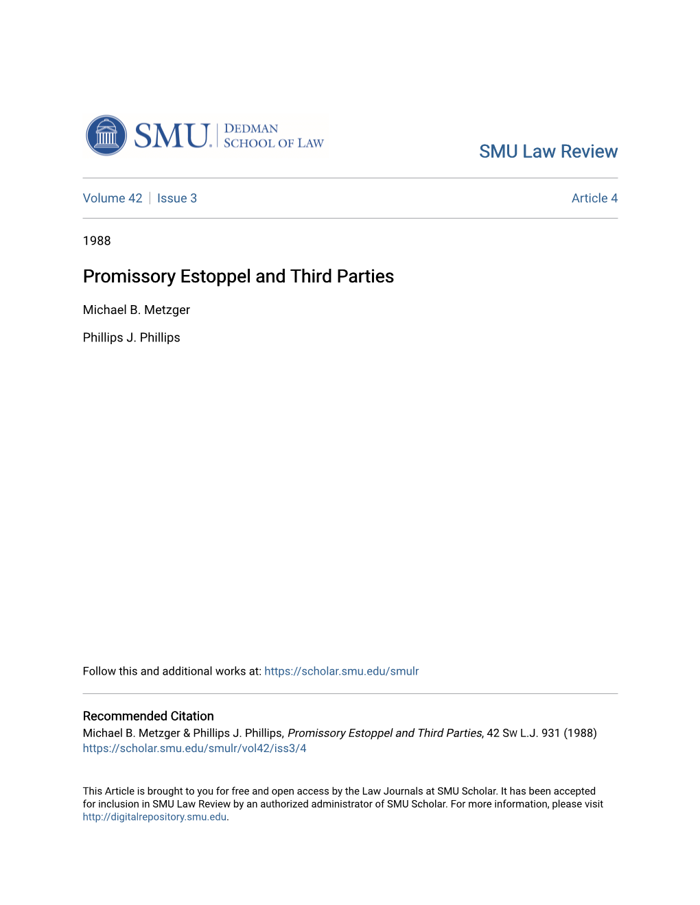 Promissory Estoppel and Third Parties