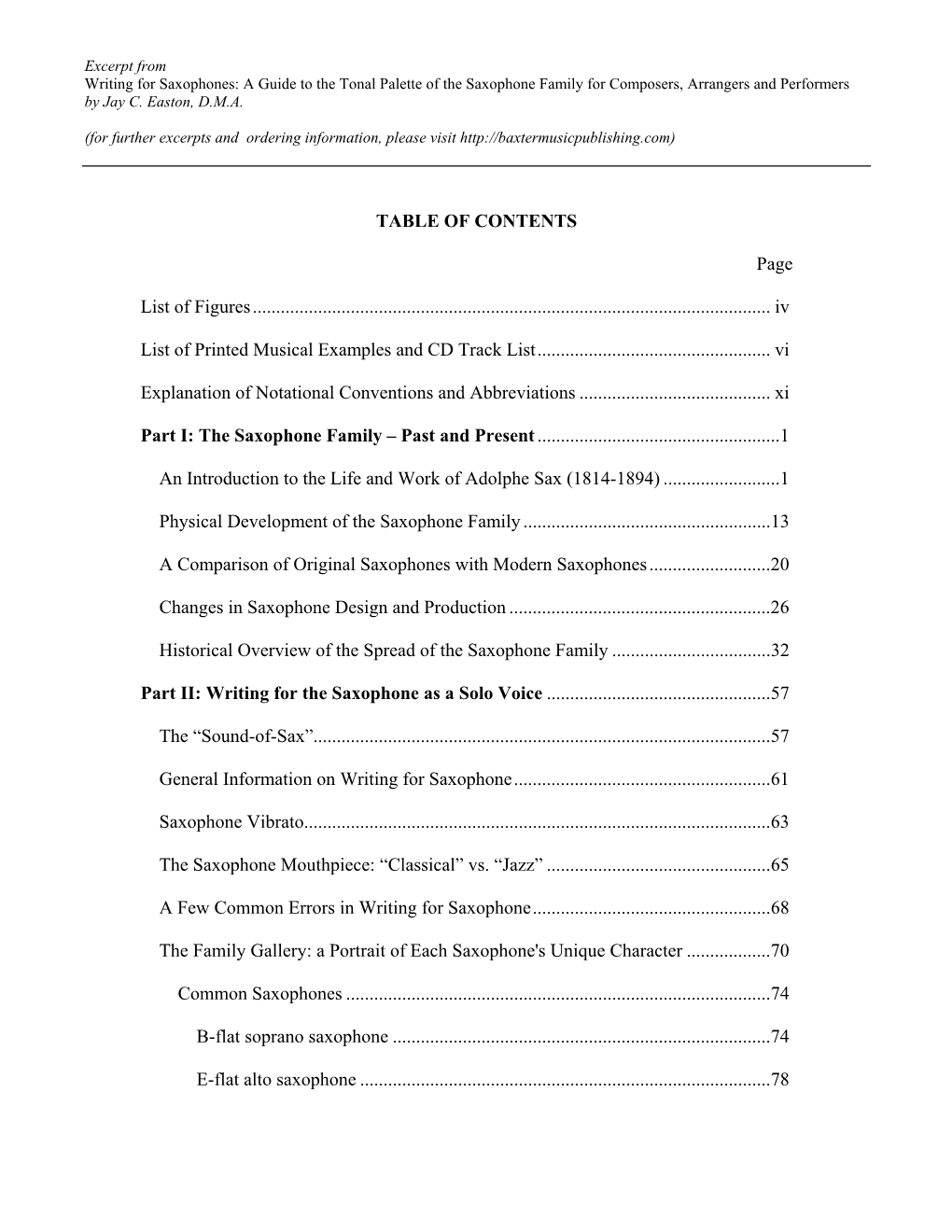 Writing for Saxophones: a Guide to the Tonal Palette of the Saxophone Family for Composers, Arrangers and Performers by Jay C