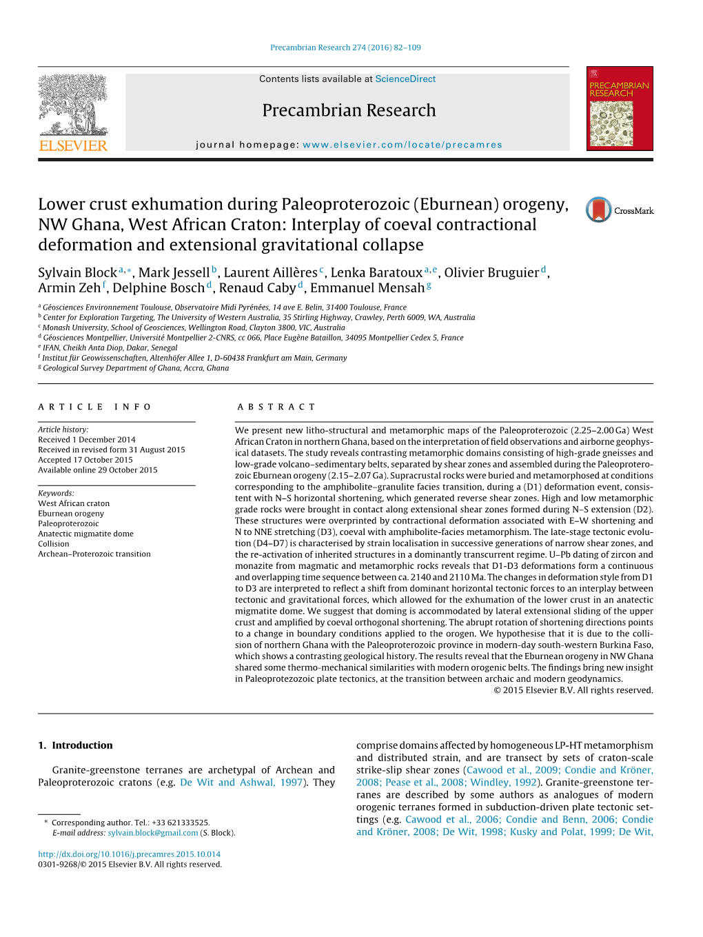 Lower Crust Exhumation During Paleoproterozoic (Eburnean) Orogeny