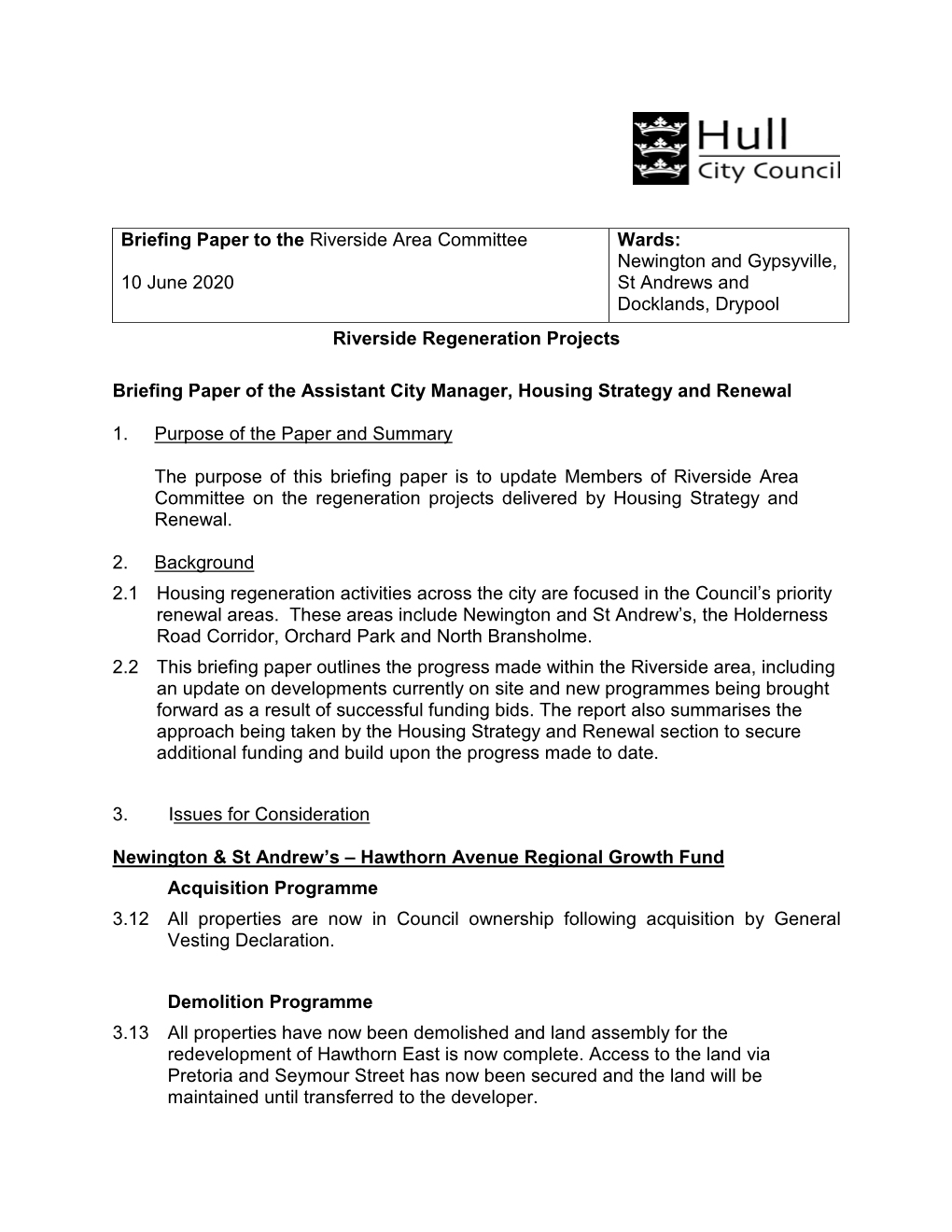 Housing Regeneration Projects