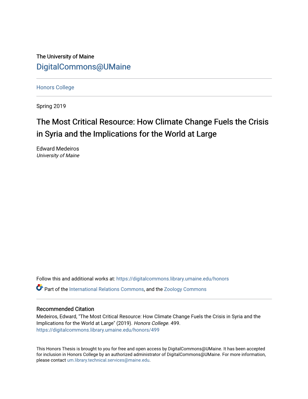 How Climate Change Fuels the Crisis in Syria and the Implications for the World at Large