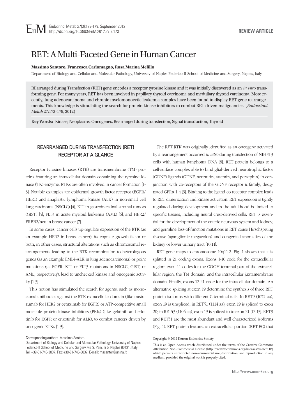 RET: a Multi-Faceted Gene in Human Cancer