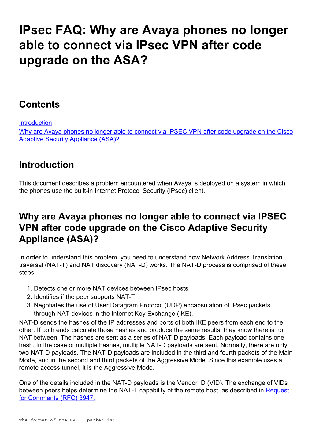 Why Are Avaya Phones No Longer Able to Connect Via Ipsec VPN After Code Upgrade on the ASA?