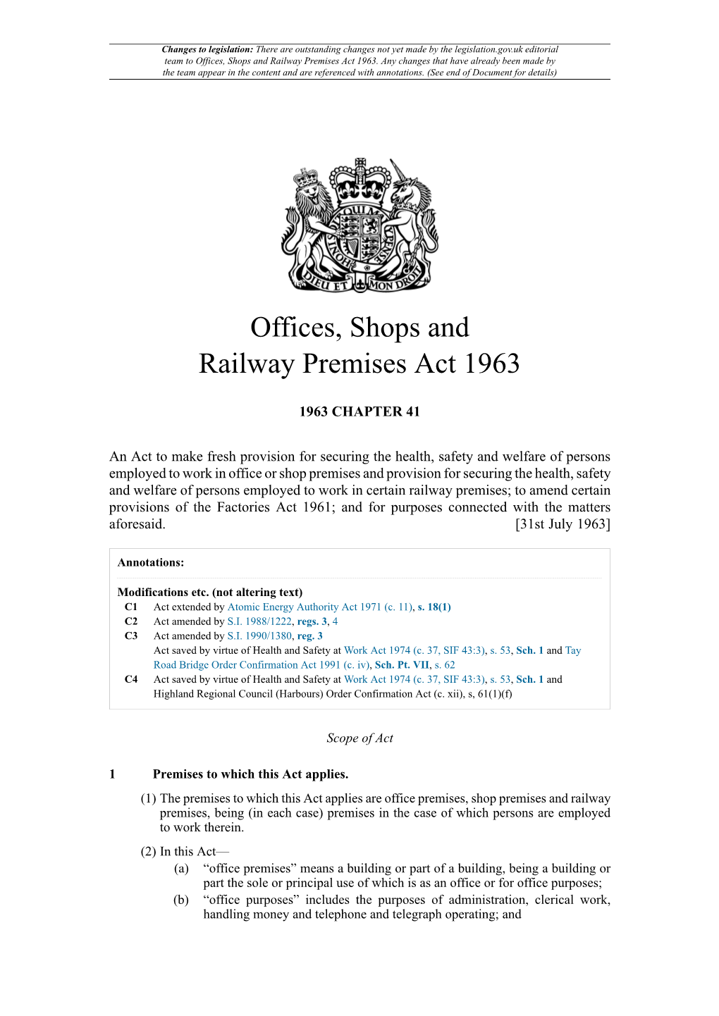 Offices, Shops and Railway Premises Act 1963