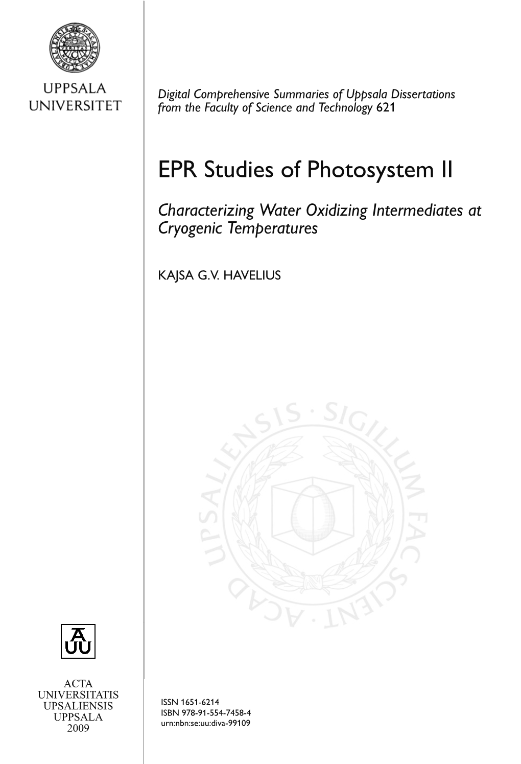 EPR Studies of Photosystem II